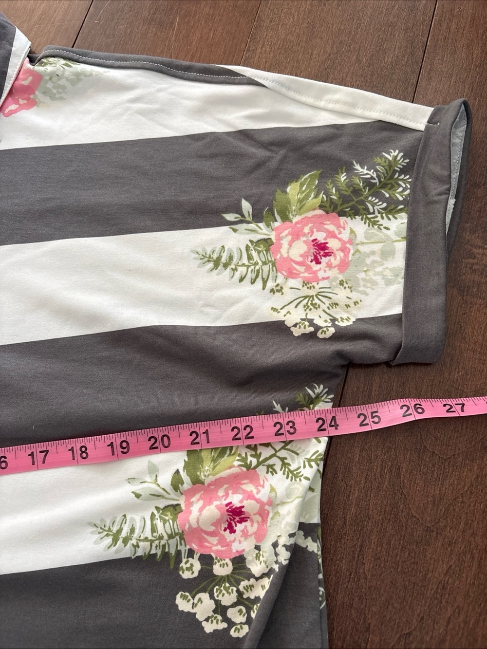 LulaRoe Striped and Floral Charlie Button Up Top Womens L New Soft Stretchy - Picture 8 of 14
